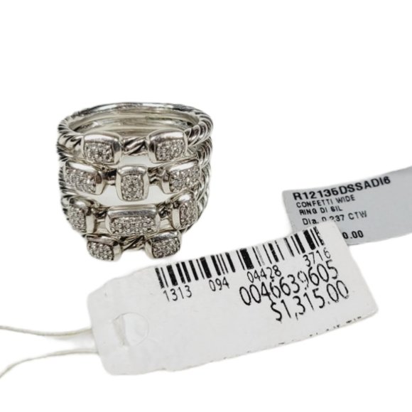 David Yurman Silver and Platinum Confetti Ring - Picture 6 of 8